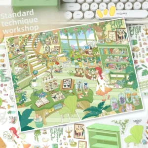 Cartoon Landscape Stickers Large Size Forest Style 3D Miniature Scene DIY Stress Relief Journaling Decorative Art