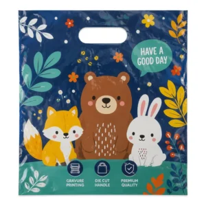 Cartoon Pattern Printed Plastic Shopping Bag Custom 10-Color Gravure Printing HDPE