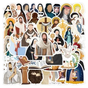 Catholic 50-Piece Cartoon Monk Personalized Waterproof Graffiti Stickers for Notebooks and Phone Cases Manufacturer