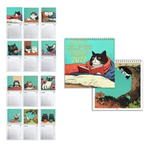Cats Chillin with Books Wall Calendar for Relaxation