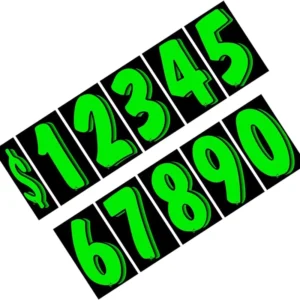 Chartreuse Vinyl Windshield Pricing Number Decals for Auto Dealers