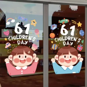Children’s Day On June 1st Window Clings Static Window Stickers for Glass Double-side Reusable Home Decoration Removable Decals