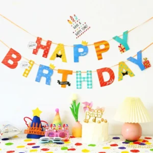 Children’s Happy Birthday Round Paper Banner DIY Multiple Colors