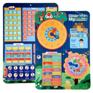 Children’s Kindergarten Calendar Weather Cognition Board Week Sticker Cards Quiet Book Educational Toy Paper Material Kit