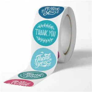 China Factory Custom Printed Self-Adhesive Waterproof Thank You Sticker Labels on Roll