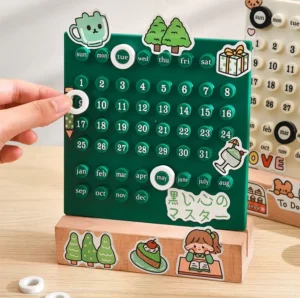 Chinese Calendar Handmade DIY Ring Table Wooden Desk Calendar Decoration Acrylic