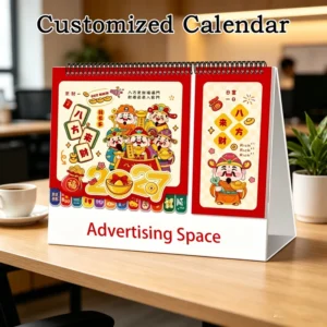 Chinese Desk Calendar with Spiral Binding, Custom Logo, Paper Table Planner