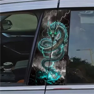 Chinese Dragon Car Window Pillar Decals 3D B Pillar Self adhesive PVC Waterproof Anti Scratch Protective Film