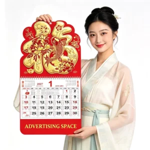 Chinese Hanging Wall Calendar Custom Logo Promotional New Year Advert Calendar for Corporate Gifts