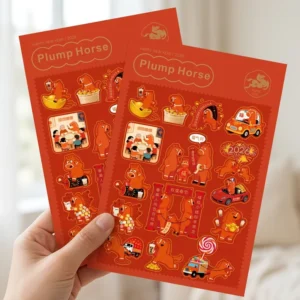 Chinese New Year Horse Cartoon 3D Effect Customizable Durable Eco-Friendly Adhesive Stickers for Phones