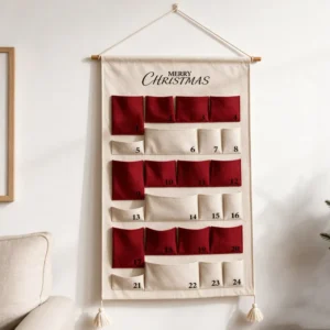 Christmas Advent Calendar for Children with 24 Pockets Reusable Canvas Wall Hanging Bags