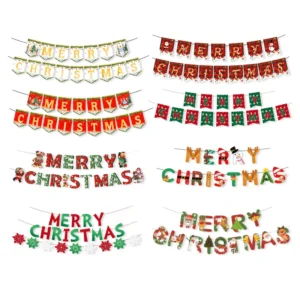 Christmas Bunting Xmas Banner Xmas Party Decor Banner Hanging Flag Xmas Outdoor Indoor Festive Pull Flag Christmas Supplies