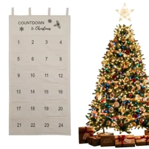 Christmas Countdown Advent Calendar 24 Days Pockets Handmade Eco-friendly Cotton Wall Hanging Bag Home Christmas Decoration Factory
