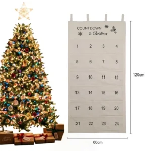 Christmas Countdown Advent Calendar with 24 Pockets Fabric Wall Hanging Bag