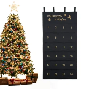 Christmas Countdown Advent Calendar with 24 Pockets Hanging Wall Calendar Door Decoration Reusable