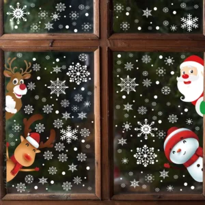 Christmas Custom Window Glass Wall Decoration Electrostatic Adhesive Scratch Off Sticker TZSD 021