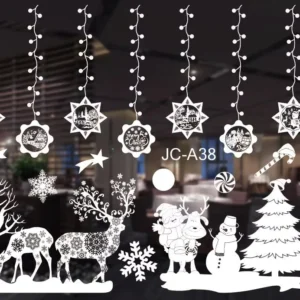 Christmas Decor Color Christmas Window Stickers White Snowflake Wall Stickers Shop Window Seamless Window Stickers