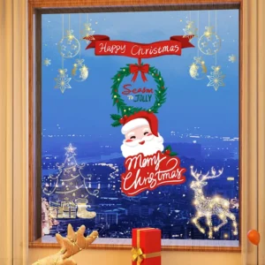 Christmas Decoration Scene Layout Creative Window Stickers Holiday Shopping Mall Electrostatic PVC Glass Wallpaper Eco Friendly