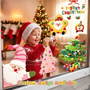 Christmas Decoration Static Cling Window Stickers for Glass Doors Shop Display Windows Window Arrangements and Paper Cutouts