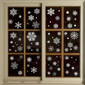 Christmas Decorations White Snowflake Set Electrostatic PVC Stickers Window Decals Double Sided Same Color Festive Atmosphere