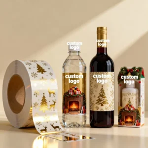 Christmas Decorative Synthetic Paper Label Packaging Set with Cute Cartoon Sticker Photo Frame