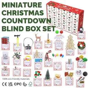 Christmas Elf Advent Calendar Blind Box Countdown Gift Set Miniature Dollhouse Fairy Scene Decor Accessories Model 12/24 Days