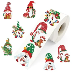 Christmas Faceless Dwarf Cartoon Snowman Elk Self-Adhesive Sealing Stickers for Gift Packaging