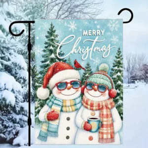 Christmas Garden Flag Hanging Yard Banner Happy New Year Party Decor 100% Polyester Rectangle Outdoor Porch Customizable