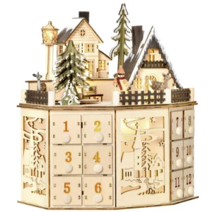 Christmas Gift for Family Wooden Christmas Advent Calendar Creative Wooden Calendar Music 24 Countdown Christmas Calendar
