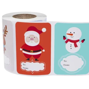 Christmas Gifts Handwritten Stickers Cartoon Cute Penguin Santa Claus Self-Adhesive Eco-Friendly Sticker Roll