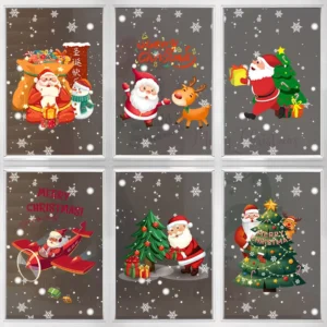 Christmas Holiday Electrostatic PVC Window and Glass Stickers for Shopping Mall Decoration