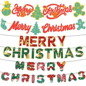 Christmas Letter Garland Flag Party Decoration Background Wall Hanging Paper Pull Flag Banner