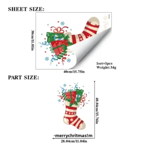 Christmas PVC Static Window Stickers, Waterproof, No Residue, Reusable Holiday Decoration
