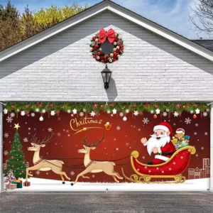 Christmas Party Background Polyester Cloth Bunting Banner
