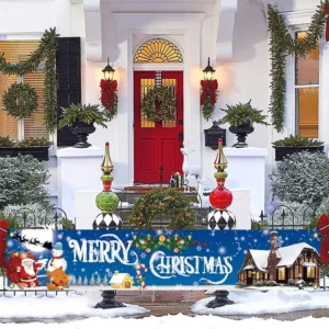 Christmas Party Banner with Logo, Decorative Backdrop and Photography Prop