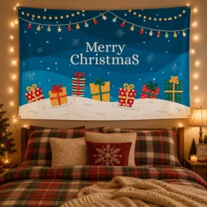 Christmas Party Banners Decorative Backdrops 100% Polyester Merry Christmas Custom Backdrop Background Banner Flag