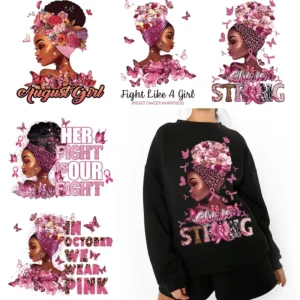 Christmas Pink African Fashion Girl Painting Iron-on DTF Transfer for Clothing