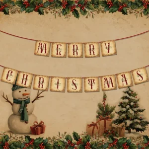 Christmas Retro Decorative Banner for Party Display
