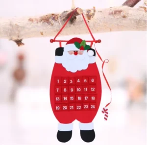 Christmas Santa 3D Felt Hanging Advent Calendar Reusable Countdown for Kids
