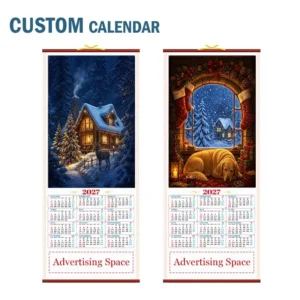 Christmas Scroll Wall Cane Paper Chinese Bamboo Calendar Custom Advertising Traditional Chinese Calendar for Holiday Gifts