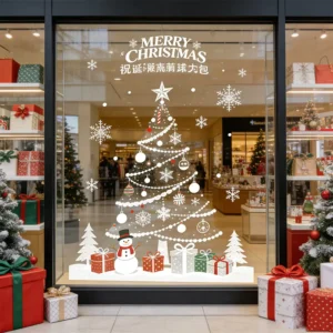 Christmas Snowflake Window Stickers Self-adhesive PVC Glass Decals Customizable Color Digital Printing Christmas Decorations