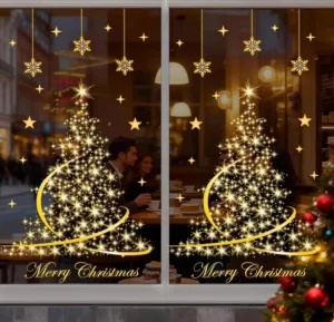 Christmas Static Window Stickers Winter Christmas Party Window Decorations Santa Claus Stickers