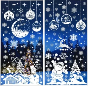 Christmas Static Window Stickers Winter Christmas Party Window Decorations Santa Claus Stickers