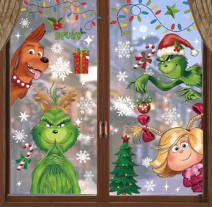 Christmas Static Window Stickers Winter Christmas Party Window Decorations Santa Claus Stickers