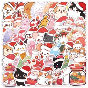 Christmas Sticker Roll Custom Printed Label UV Protection Waterproof Die Cut Adhesive Paper Stickers