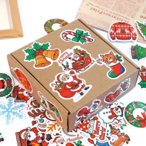 Christmas Stickers Assorted Designs 100 Sheets Holographic Laser Nordic Style Sun-Resistant Scratch-Proof Waterproof