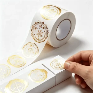 Christmas Stickers Embossed Gold Foil Textured Paper Eco-Friendly UV Protection Holiday Seal Labels