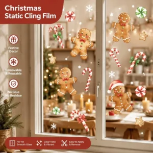 Christmas Transparent Static Window Film PVC No Glue Static Cling Decal Clear Spray Paint Sticker Custom Printing Xmas Decor