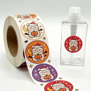 Christmas Waterproof Self-Adhesive Paper Roll Stickers, Cartoon Label, 500 Stickers/Roll