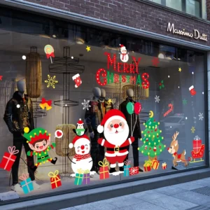 Christmas Window Clings Static Window Stickers for Glass Double-Side Reusable Home Decoration Removable Decals